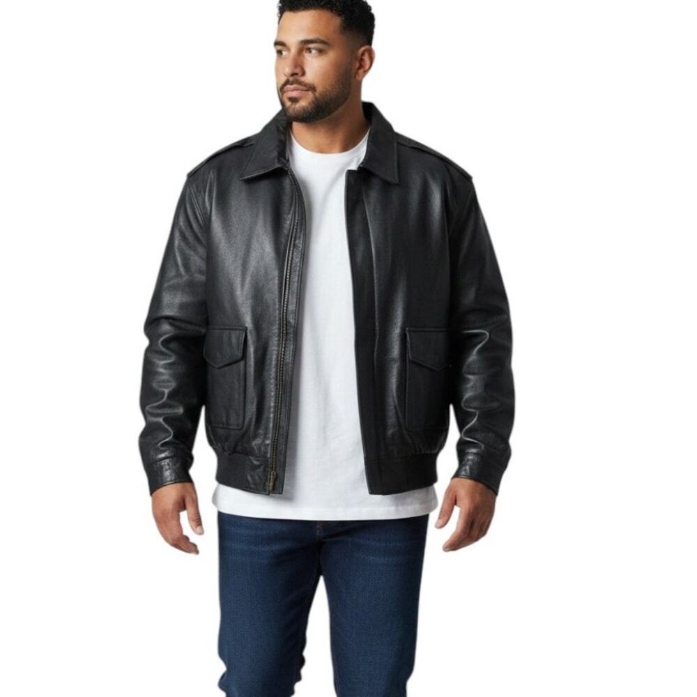 Cougar Men's Leather Jacket, Black, Size 2X, New